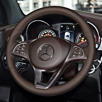 За Mercedes-Benz E300L C260L GLC300 GLE S350L DIY специална кафява кожена специална капачка на кормилното колело 0