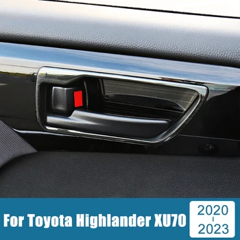 За Toyota Highlander XU70 Kluger 2020 2021 2022 2023 Hybrid Неръждаема Автомобилна Вътрешна Врата копчето Рамка рамка, която Купа, Капак Завърши Етикети