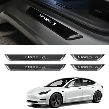 За Модел На Tesla 3 Y С Led Подсветка Добре Дошли На Педала На Магнитната Индукция Индивидуални Автоаксесоари За Защита На Прага И Прага