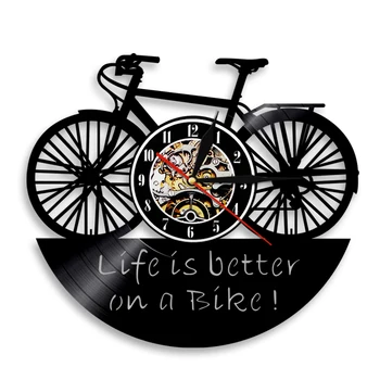 За по-добър живот колело Vinyl плоча Стенни часовници Модерна-добър живот Стенни часовници Мото мотоциклетист Колоездачи Колоездач Колоездач 0