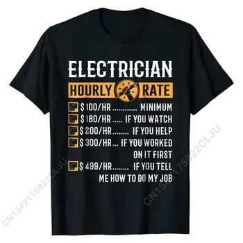 Забавни Подаръци Електрокари - Тениска с почасово Плащане на Електрозахранване, Мъжки Тениски по Поръчка, Тениска За Момчета, Специални Памучни Тениски с Принтом