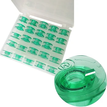 Зелена пластмасова шпулек за шевни машини 4131825-45 за Husqvarna Viking White (1 кутия = 25 бр.) (1 кутия = 28 бр.) с отвор за резба