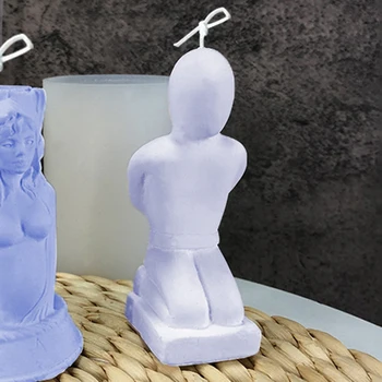 Злодей скута на свещи силиконови форми на 3D-боди арт восък мухъл на колене свещи, молете се като аромат на сапун мухъл декорация на дома занаяти 
