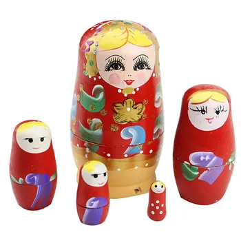 Изискан 5 бр./компл. Кукли, Дървени Руски Matryoshka Баба Matryoshka Ръчно Рисувани Подарък За Деца