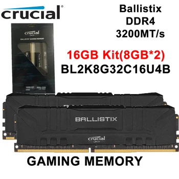 Изключително важно Ballistix 3200 Mhz DDR4 DRAM 8 GB 16 GB КОМПЛЕКТ Настолна Игра с памет CL16 Черно 8G 16G Оперативна памет, Без Буфериране DIMM Оригинален eSport 0
