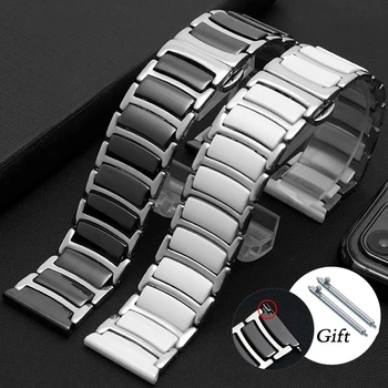 Каишка за часовник Керамичен каишка от неръждаема стомана, 20 мм, 22 мм и каишка за часовник каишка за Huawei Smart Watch GT2/watch 2pro/watch Samsung
