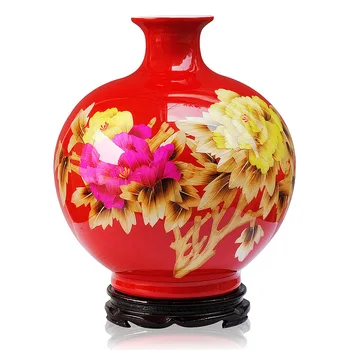 Керамика, Порцелан, Червен Божур слама ваза с модерна и стилна мебелировка украса занаяти мебели