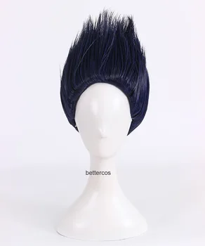 Кисаме Хошигаки Cosplay Перука Кратък Тъмно Синьо Огнеупорни Перука, изработени От Синтетична Коса + Шапка за Перука + Превръзка На Главата