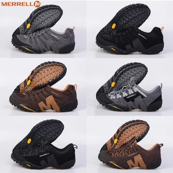 Класически Мъжки туристически Обувки Merrell От Естествена Кожа За Отдих, Туризъм Обувки За Мъже, Силни Планински Нескользящие Маратонки с V-образно дъно, 39-45