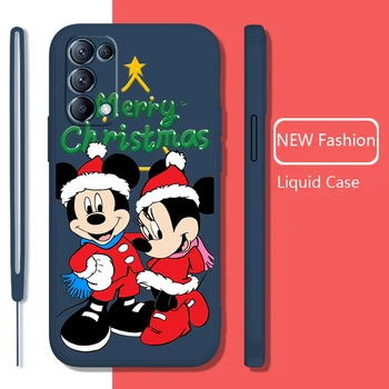 Коледен Калъф За мобилен Телефон с Мики и Мини За OPPO Find X5 X3 X2 нео Pro Lite A5 A9 2020 A96 4G 5G Течна Въже Ярки Цветове Калъф Fundas
