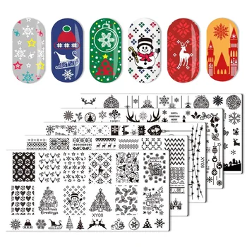 Коледни Плоча За Пробиване на Ноктите От Неръждаема Стомана Коледни Шаблони За Нокти Графична Плоча САМ Аксесоари За Дизайн Нокти Шаблони за Печати За Нокти