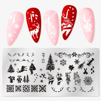 Коледни Плоча За Релеф Нокти Коледна Снежинка Цвете, Пеперуда Модел Нийл Арт Изображения Плоча Шаблони За Печат За Нокти Шаблони 0