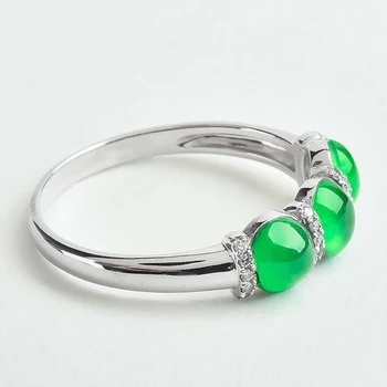 Креативен дизайн на диамант от естествена хотанской яспис кръгъл отвор регулируем пръстен класически луксозен чар женски сватбени сребърни бижута 0