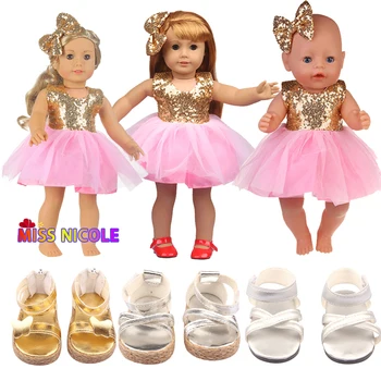 Кукла Детски Дрехи Принцеса Дантелено Рокля е Подходяща 18 Инча Американски и 43 СМ Возрожденный Новородено Кукла OG Момиче Кукла Обувки DIY Подарък Играчка