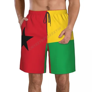 Летни Мъжки Плажни Панталони с Флага Гвинея-Бисау, Шорти за Сърф, M-2XL, Бански костюм от полиестер за Бягане