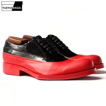 Луксозни мъжки модел обувки Oxfords от естествена кожа, мъжки официалната обувки, мъжки Червената Сватбена мъжки обувки на среден ток 3-5 см US11.5