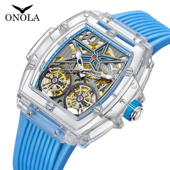 Луксозни мъжки часовник onola от прозрачна пластмаса, кухи, напълно автоматични и механични часовници, мъжки водоустойчив часовник 0