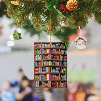 Любител на Книги Квадратна лавица за книги Окачен Украшение Коледни Елементи за Украса Украсата на Елхата Подарък за Коледа W9F7