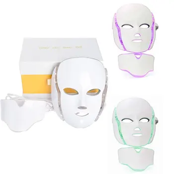 Машина мадами терапия маска LED светлина 7 цвята сблъскват с апарат за притеснения от страна на Спа Анти-акне подмолаживания кожата на шията забеливая 0