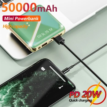 Мини банка хранене 50000mAh Подходящ за Xiaomi iPhone Samsung Джобно Едностранно Бързо Зарядно Устройство с Джобен размер външна Батерия