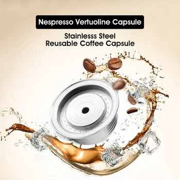 Множество Кафе Капсула от неръждаема стомана За Nespresso Vertuoline GCA1 Повторно филтър за кафе на капсули Delonghi ENV135, 230 мл