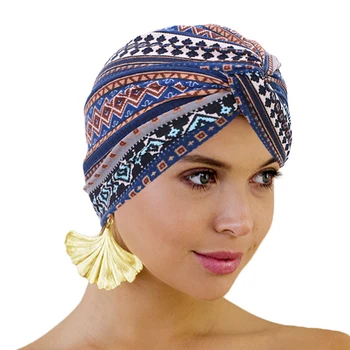 Модерна шапка-тюрбан с кръст на челото впечатлява със своя бохемски стил, памучен мюсюлманска дамски шапка с принтом, вътрешен кърпичка, шапки за хиджаба, арабски... 0