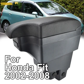 Модификация Подлакътник За Honda Fit (Jazz 2002-2008 Централно Съдържанието Черна Кожа 2006 2007 Хетчбек