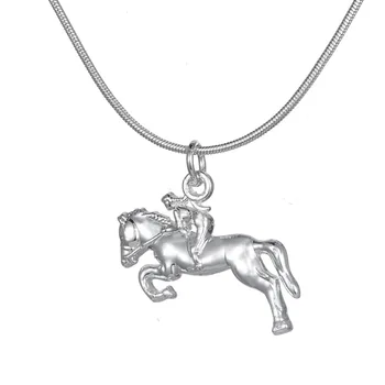 моята форма на Кон Бижута със сребърно покритие конни Надбягвания Жокей Висулка Колие Бижута Подарък за Пастушки и Любителите на Коне