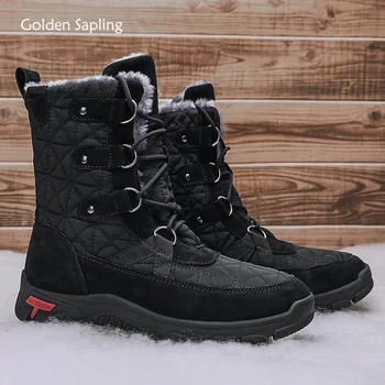 Мъжки зимни обувки Golden Sapling, Топло плюшен Зимни обувки, Мъжки Модни Тактическа Военна обувки От Естествена Кожа, обувки За Почивка, Треккинговая Обувки