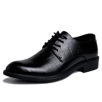 Мъжки модел обувки, лоферы от лачена кожа, Обикновен тенденция на сватбени обувки за Булката, мъжки луксозни, стилни черни обувки-Oxfords