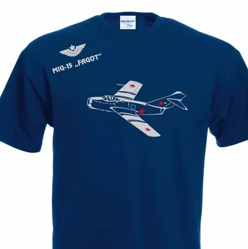 Мъжки модни памучен Тениска с къс ръкав и кръгло деколте с принтом, Тениска Mig-15 Fagot Корея, Виетнам, тениска Mikojan Jet Flugzeug movie