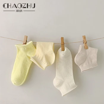 Набор от женските чорапи CHAOZHU, 3 двойки, Пролет-лято, 17 Цвята, Ежедневни Базови Дишащи Меки Памучни чорапи до Глезена, Sox Calcetines, Женски
