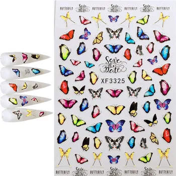Най-новият Дизайн на Пеперуди 3D Самоклеящийся Задни Лепило Стикер Слайдер направи си САМ Украса Съвети Стикер За Нокти XF3321 0