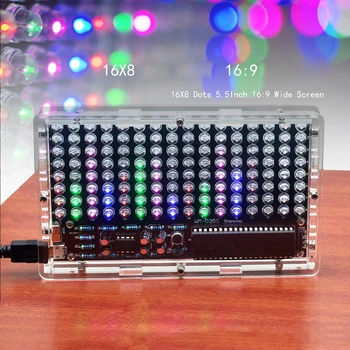 Направи си САМ електронен комплект музикален Спектър дисплей 16X8 LED 5.5-инчов Гласова сензор САМ sodering дизайн комплект с черупки