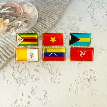 Национален флаг на Квадратен Метален Икона с Ревери По целия свят на Ватикана Венецуела Виетнам, Зимбабве Бахамските острови IsleOfMan