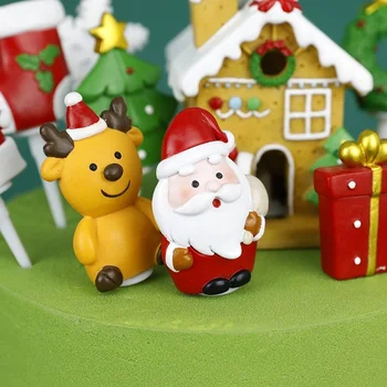 Нов Весел Коледен Кейк Topper Коледна Смола Дядо Коледа Cupcake в цилиндър за Коледно Парти Торта Коледна Украса За Дома