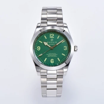 Нова Мода Parnis 40 мм, Зелен Циферблат Механични-Автоматични Мъжки Часовник Сапфир кристал Стъкло Водоустойчив Часовници За Мъже reloj hombre Часовници 0