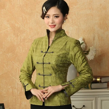 Нова мода Зелен Китайски Традиционен стил Lady ' Stang костюм, Дамско Яке с дълги ръкави на Палтото Връхни дрехи Размер: M, L, XL, XXL, XXXL