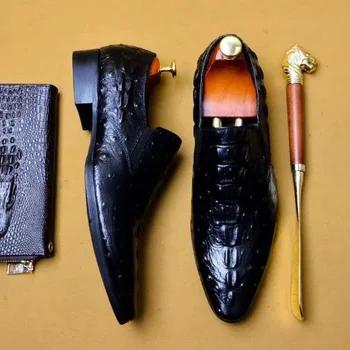 Нови лоферы, мъжки обувки от изкуствена кожа, Обикновен модни универсални бизнес ежедневни вечерни класически прости модела обувки с крокодиловым модел CP260