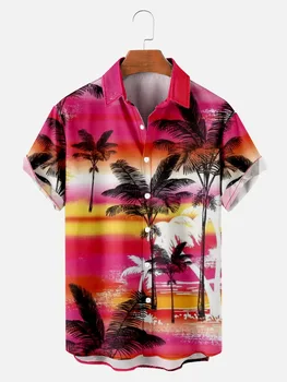 Нови Ризи в Хавайски Стил, Плажни Ризи с Принтом Палми, Топли Стилни Ризи без Ръкави за Отдих на Мъжете И Жените