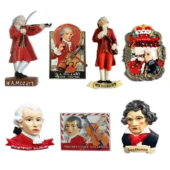 Нови Ръчно Рисувани Австрийските Виенски Музиканти Моцарт 3D Магнити За Хладилник Туристически Сувенири, Магнитни Стикери За Хладилник Подарък