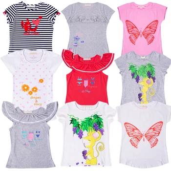 Нови тениски с анимационни герои за момичета, Детски лятна тениска, Памучен Детска Тениска с Принтом За Момичета, Памучни Блузи с къс ръкав, Тениска, Дрехи 0