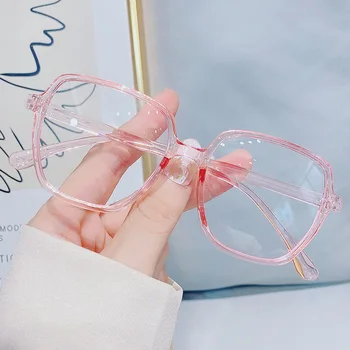 Очила за късогледство, Анти-Синя Светлина, Очила за Късогледство, Женски Нови Точки в Голяма Рамка, корейски Прозрачни очила с розови Рамки, от -0,5 до -6,0