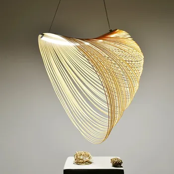 Постмодернистские висящи лампи творчески син пендель лампа bird ' s nest светлина трапезария скандинавски дизайнерска лампа Акрилна дървена декоративна лампа