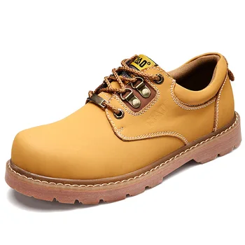 Пролет-есен Ежедневни Обувки За Мъже, Мъжки Работна обувки от естествена кожа, Жълта Ежедневни Обувки За възрастни, Луксозна марка Мъжки обувки, Размер 35-44