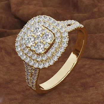 Пълен циркон диамант женски пръстен обеци-розово златно и розово-бял, сребърен цвят Дубай fashiondesign луксозни бижута годежен пръстен 2020
