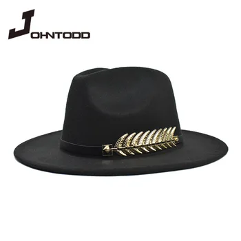 Реколта класическа фетровая джаз фетровая шапка с голяма периферия, ковбойская панама-клош, панама, за жени, мъже, черна и червена шапка-бомбе и шапка-бомбе