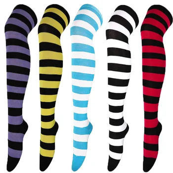 Секси Чорапи, Дамски Японски Шарени Чорапи Над Коляното, Високи Чорапи До Бедрото, Аниме, Лолита, Cosplay, Дамски Чорапи На Едро 0