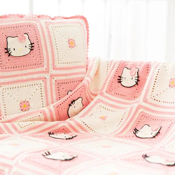Семеен комплект за Плетене на една Кука Сюзън Одеяло и Калъфка Материали Чанта Розово Коте САМ Вязаное Одеяло 0