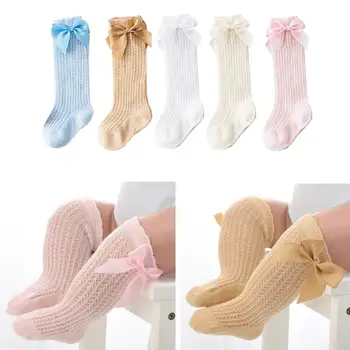 Сладки Чорапи за деца с Лък, Памучни Чорапогащи с Лъкове за малки момичета